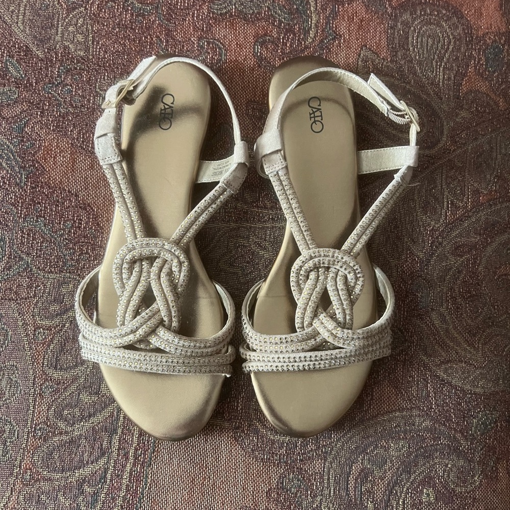 Size 10 gold with jewel accent sandals